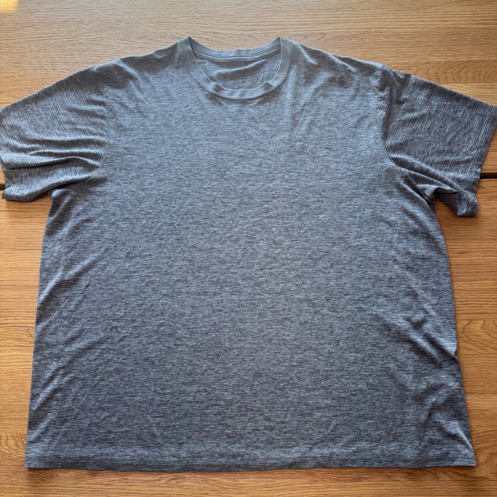 Womens Heather Gray Short Sleeve Crew Neck Relaxed Fit Marled Jersey T-Shirt